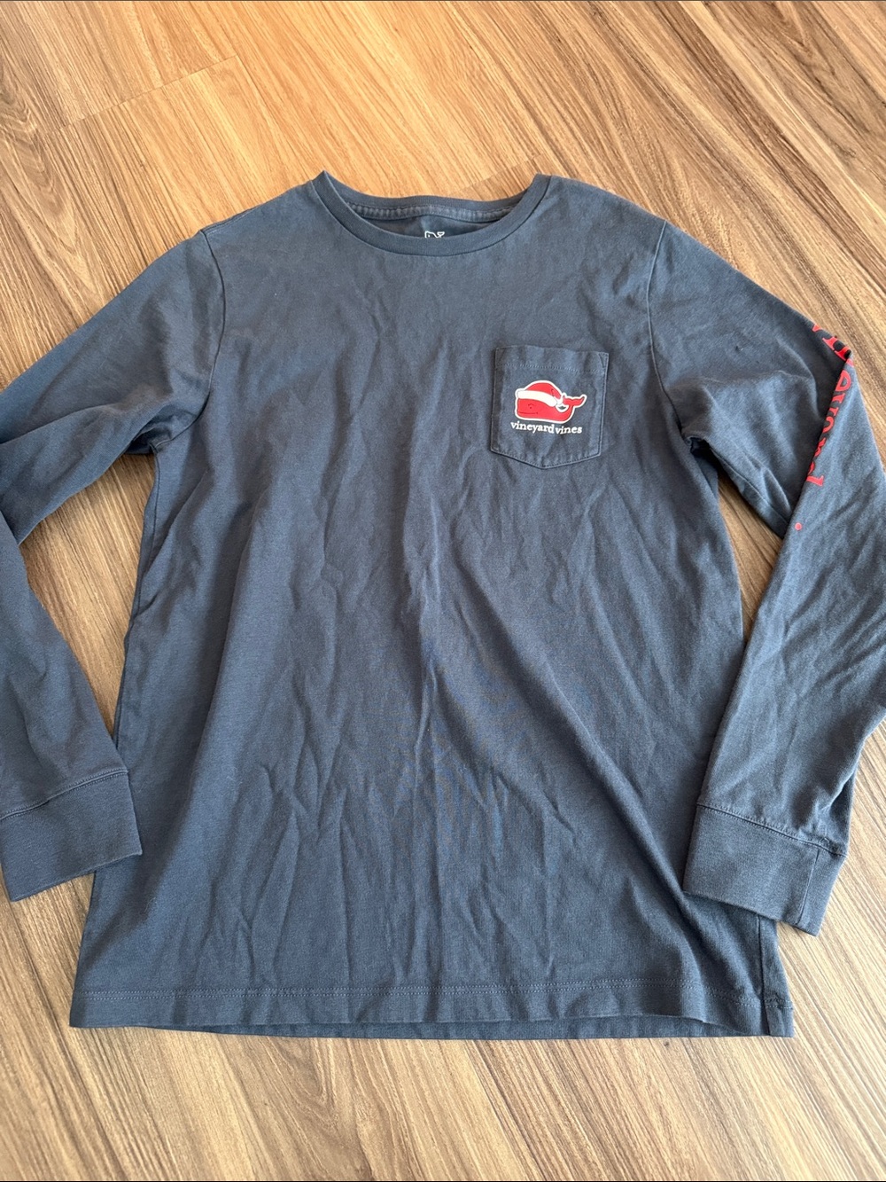 Vineyard Vines Boy’s Long-Sleeve Christmas Pocket Tee - Size Medium 12-14